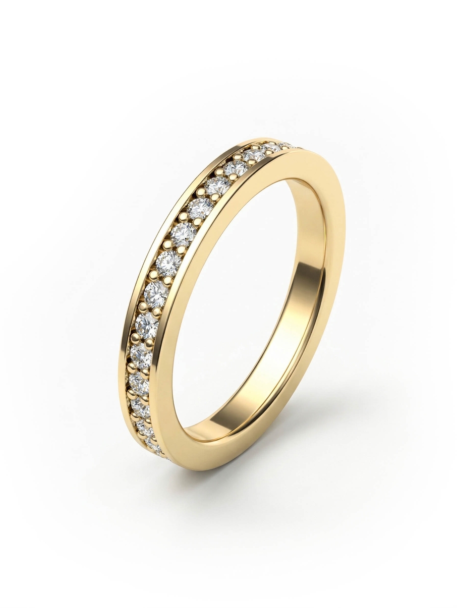 Celoosázený dámský snubní prsten ze žlutého zlata
