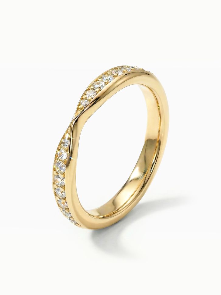 KORBIČKA snubní prsten ze žlutého zlata s diamanty