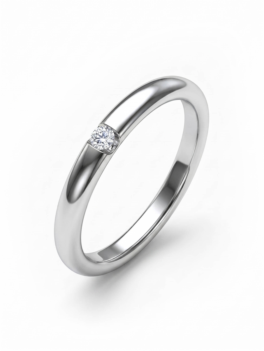 Snubní prsten z bílého zlata s centrálním diamantem 2,5mm